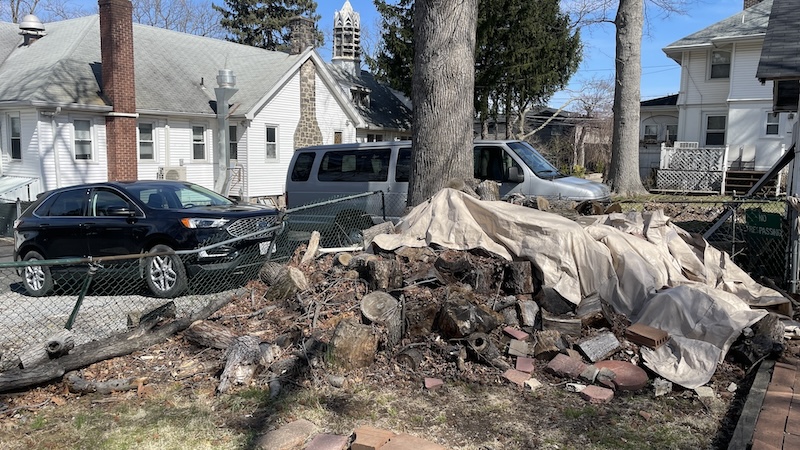 Construction debris pile
